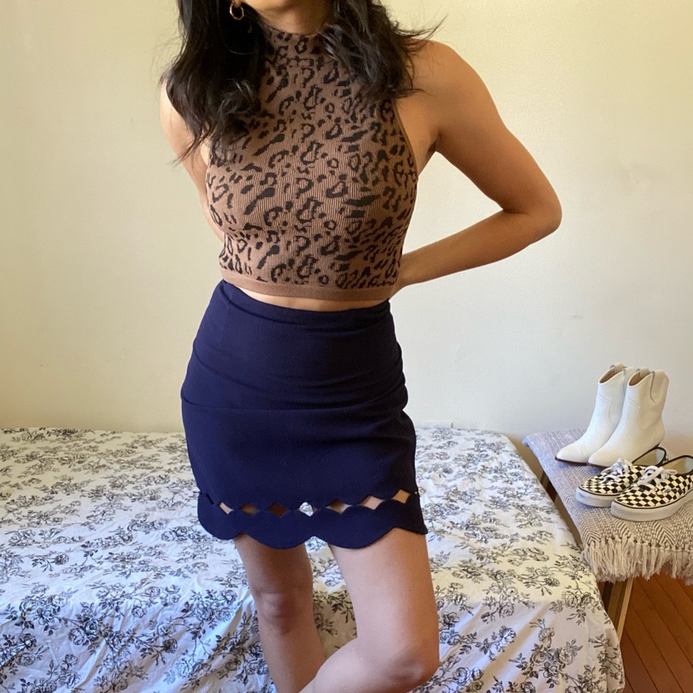 Navy Club Monaco cutout skirt